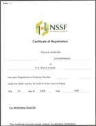 Certificate of registration with NSSF